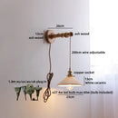Ljojo LED Wall Light Fixture Switch Stair Lighting Round Ceramic Wood Bedside Lamp