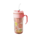 Ljojo 550ML Glass Sports Water Bottle with Straw - Large Capacity Cute Outdoor Travel Cup