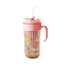 Ljojo 550ML Glass Sports Water Bottle with Straw - Large Capacity Cute Outdoor Travel Cup