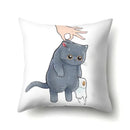 Cute Cat Cushion Cover by Ljojo: Cartoon Pets Pillow Case for Home Sofa Decor