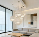Ljojo Glass Fiber Round Cotton Ball LED Pendant Light Chandelier for Living Room Home Decoration