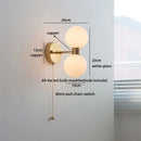 Ljojo LED Wall Lamps 2 Heads Pull Chain Switch White Glass Stair Light