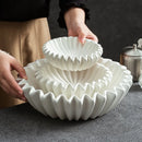 Ljojo Lotus Leaf Insulation Plate, Ceramic Lace Salad Plate, White Double-layer Ceramic Tableware