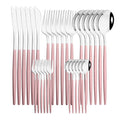 30-Piece Pink Silver Stainless Steel Dinnerware Set by Ljojo