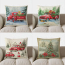 Christmas Red Truck Puppy Decor Pillow Cover for Sofa, Bedroom, Car - Ljojo