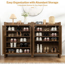 Ljojo™ 24 Pair Shoe Storage Cabinet, Rattan Doors, 6-Tier Farmhouse Style