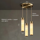 Natural Marble LED Pendant Light Solid Copper Gold Chandelier by Ljojo for Kitchen Island, Livingroom