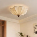 Ljojo Japanese Style Wabi-Sabi Flowers Fabric LED Ceiling Lights Medieval Retro Decor Fixtures