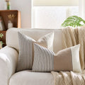Cream Tan Two Tone Striped Pillow Cover for Home Sofa Couch Living Room by Ljojo