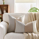 Cream Tan Two Tone Striped Pillow Cover for Home Sofa Couch Living Room by Ljojo