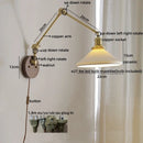 Ljojo LED Wall Light Fixture Modern Style Walnut Copper Bedroom Living Room Bedside Lamp