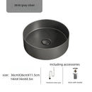 Ljojo 36cm Matte White/Dark Gray Bathroom Sink for Vanity - 14in Diameter