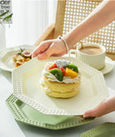 Ljojo 11-Inch Ceramic Plate Breakfast Plate Cream Wind Dessert Pastry Plate