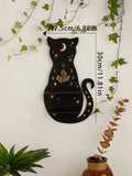 Ljojo™ Moon Phase Black Cat Wall Shelf for Crystals, Oils & Decor - Gothic Home Display Stand