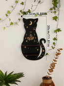 Ljojo™ Moon Phase Black Cat Wall Shelf for Crystals, Oils & Decor - Gothic Home Display Stand