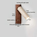 Ljojo LED Wall Light Indoor Up Down Rotate Yellow Travertine Wood Reading Lamp