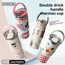 Ljojo 304 Stainless Steel Vacuum Insulated Straw Cup - Large Portable Thermos