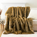 Ljojo Luxury Faux Fur Throw Blanket King Size Plaid Throws Soft & Fluffy