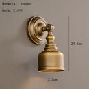 Ljojo American Classic Old Copper Wall Lamp Brass LED Home Decor Indoor Parlor Sconce