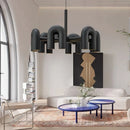 Art Deco Chandelier Black Orange Gray Metal Hanging Lamp for Dining Room Foyer Bedroom by Ljojo