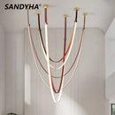 Ljojo Modern Nordic Long Strip Chandelier Stylish Art Design Pendant Lights for Home Decor