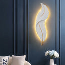 Ljojo LED Wall Sconce Modern Resin TV Background Light for Home Bedroom - White Feather