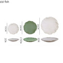 Ljojo Lotus Leaf Ceramic Dinner Plate Set - Japanese Style Tableware