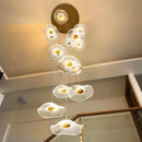 Ljojo Luxury Gold LED Lotus Chandelier for Dining Room Staircase Nordic Creative Lighting