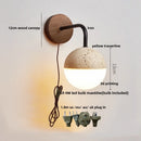 Ljojo LED Wall Lights Japan Style White Glass Yellow Travertine Pull Chain Switch