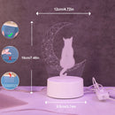 3D Moon Cat Acrylic Visual Night Light LED Monochrome Atmosphere Lighting by Ljojo