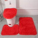 Ljojo 3 Piece White Bathroom Rugs Sets Non-Slip Bath Mats Lid Cover Contour Mat