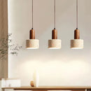 LED E27 Stone Pendant Lamp Wood Hanging Light for Bedroom - Ljojo