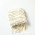 Ljojo Luxury Caramel Knitted Throw Blanket with Wave Tassels