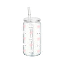 Ljojo 16oz Cherry Bow Plastic Cup with Straw Lid - Holiday Drinkware Gift