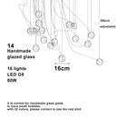 Ljojo Bubble Pendant Light Fixture Colored Glass Modern LED Dimmable Atmosphere Lighting