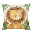 Jungle Animals Cartoon Print Pillowcase by Ljojo - Sofa, Bedroom, Car Cover