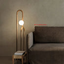 LED Wooden Style Dark Wood Floor Lamp - High-end Living Room Bedroom Decoration by Ljojo