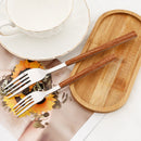 Ljojo 30Pcs Stainless Steel Cutlery Set with Imitation Wood Handle