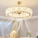 Ljojo Luxury Crystal Feather Ceiling Fan Chandelier French Modern Dining Room Pendant Lamp