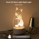3D Embrace Cat Acrylic Visual Night Light LED Children's Night Light Atmosphere Light by Ljojo