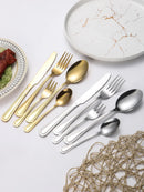 Ljojo 24-Piece Stainless Steel Silver Cutlery Set for Family, Hotel, and Restaurant