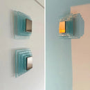Ljojo Medieval Style Glacier Blue Glass Square Wall Lamp for Living Room and Bedroom