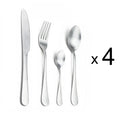 Ljojo Matte Silver Stainless Steel Cutlery Set - 4/6/16/24pcs Dinnerware Steak Knife Fork Spoon