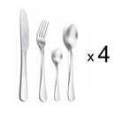 Ljojo Matte Silver Stainless Steel Cutlery Set - 4/6/16/24pcs Dinnerware Steak Knife Fork Spoon