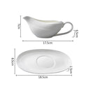 Ljojo 160ml Ceramic Gravy Boat Set in Pure White for Steak Sauce and Specialty Dishes