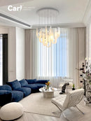Ljojo Ribbon Light Luxury Glass Chandelier for High-end Staircase Designer Atmosphere