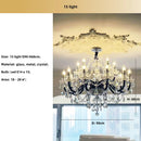 French Black Glass E14 Candle Chandelier Luxury Crystal LED Pendant Light by Ljojo