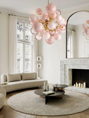 LED Pink Bubbles Glass Chandelier Modern Design Lighting Fixture for Villa Foyer Living Room by Ljojo