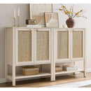 Ljojo™ 5 Tier Rattan Entry Shoe Organizer Cabinet with Shelves & Doors