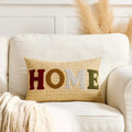 Embroidered Happy Home Pillow Cover by Ljojo for Living Room & Bedroom
